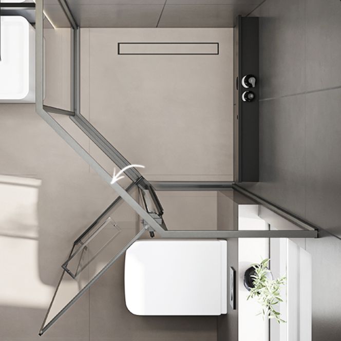 Neo-Angle Tempered Glass Shower Enclosure with Double Door Handles