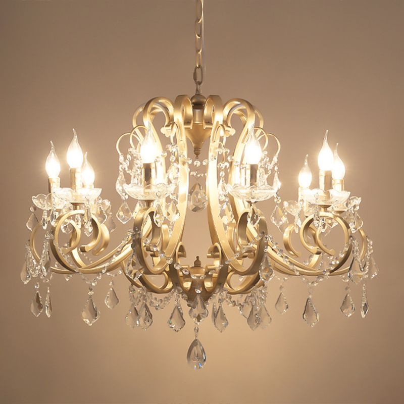 Traditioneller Sturzarm Kronleuchter Metallanhänger Light Kit mit Kristallakzent in Gold