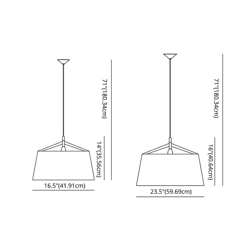 Frustum Hanging Light Simplicity Fabric 1-Light Dining Room Pendant Light in Black and Gold Inner