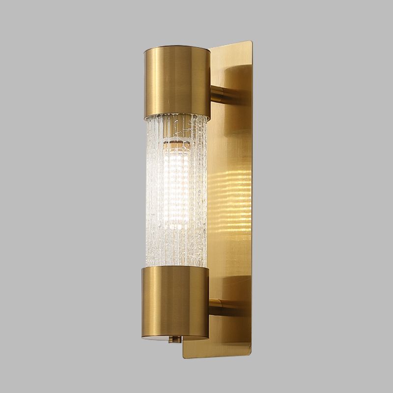 1 Glühbirnenzylindrische Wandbeleuchtung Minimalismus Gold Crackle Glaswandleuchte, 15 "/19,5" hoch