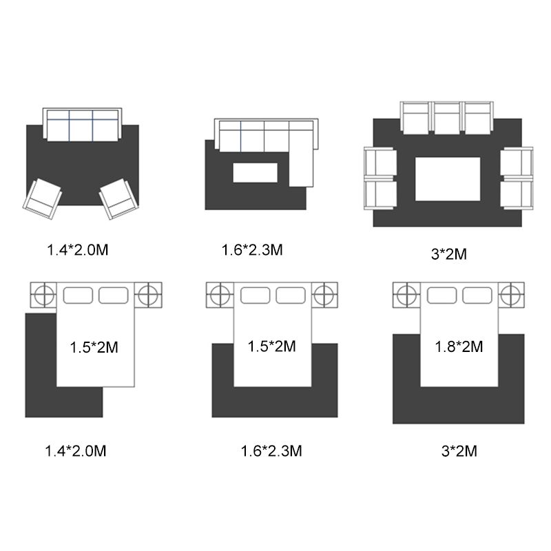 Black Modern Area Carpet Color Block Polyester Area Rug Stain Resistant Rug for Living Room