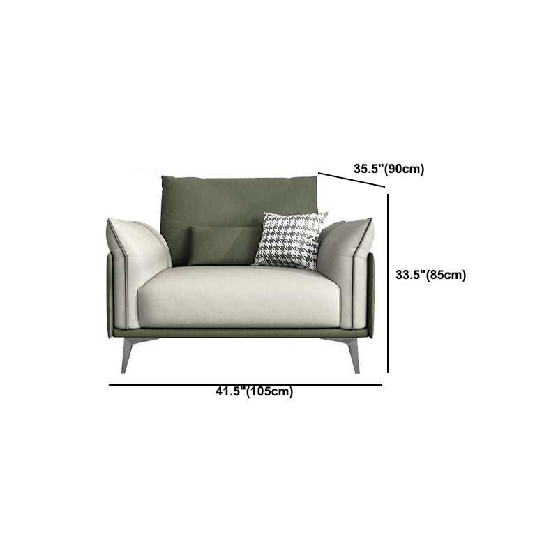 Contemporary Color Block Sofa Stain Resistant Flared Arm Sofa