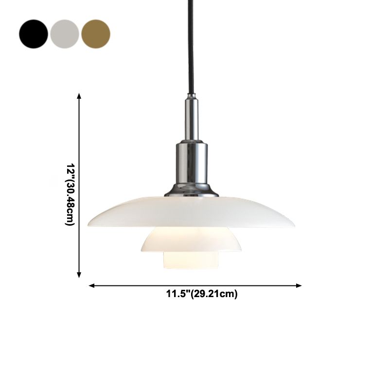 Forme en couches Éclairage suspendu en verre de style moderne 1 pendentif léger pour le salon