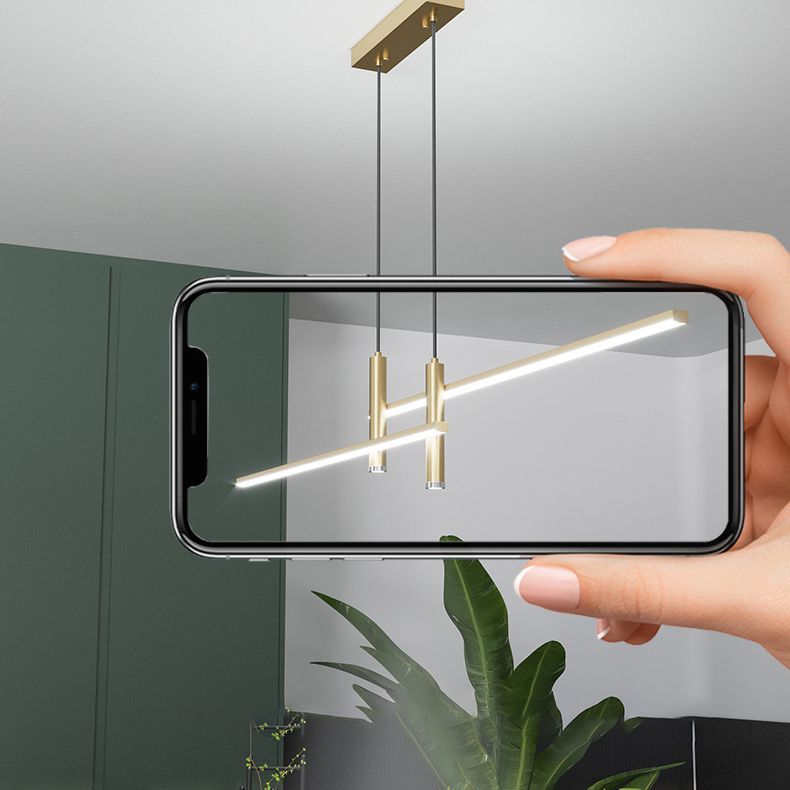 Linear Kitchen Island Lighting Fixture Metal LED Minimalist Island Pendant Light
