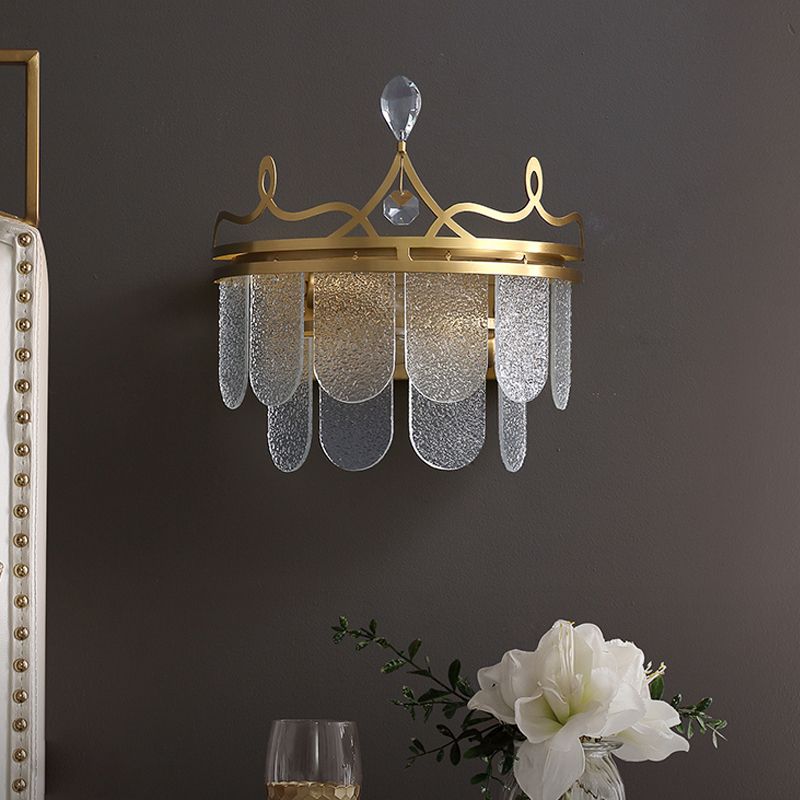Living Room Gold Wall Sconce Postmodern Crystal 2 Head Wall Mounted Light Fixture