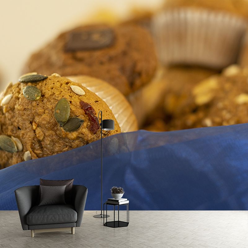 Yummy Muffin Dessert Mural Photo Wall Covering for Dessert Shop Baking Shop