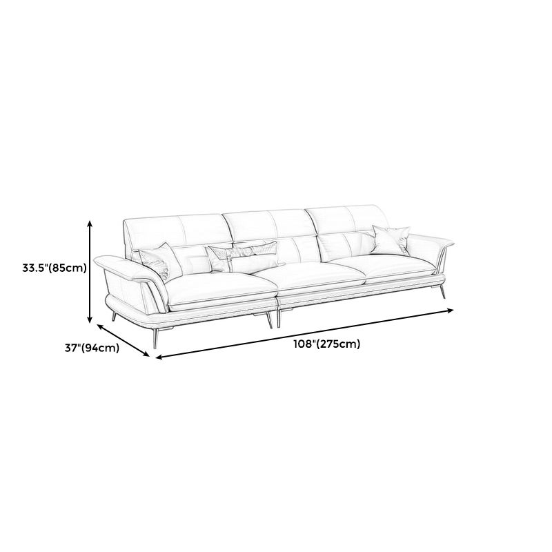Modern Cream Genuine Leather Pillow Top Arm Sofa/Sectional for Living Room