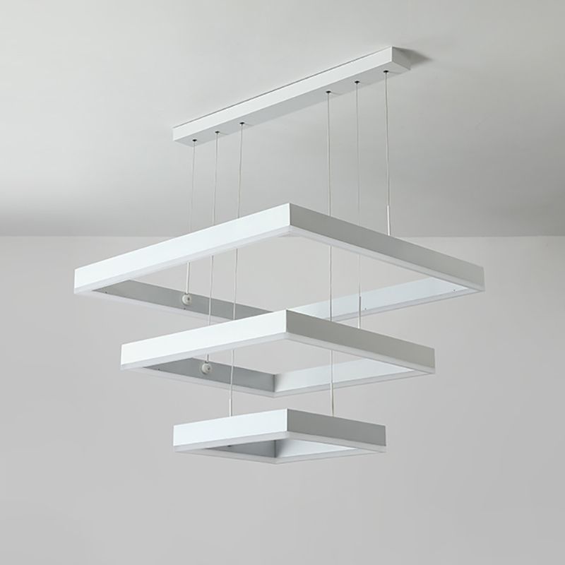 Aluminium weiße Kronleuchter Licht Geometrische LED einfache Kronleuchterlampe für Schlafzimmer