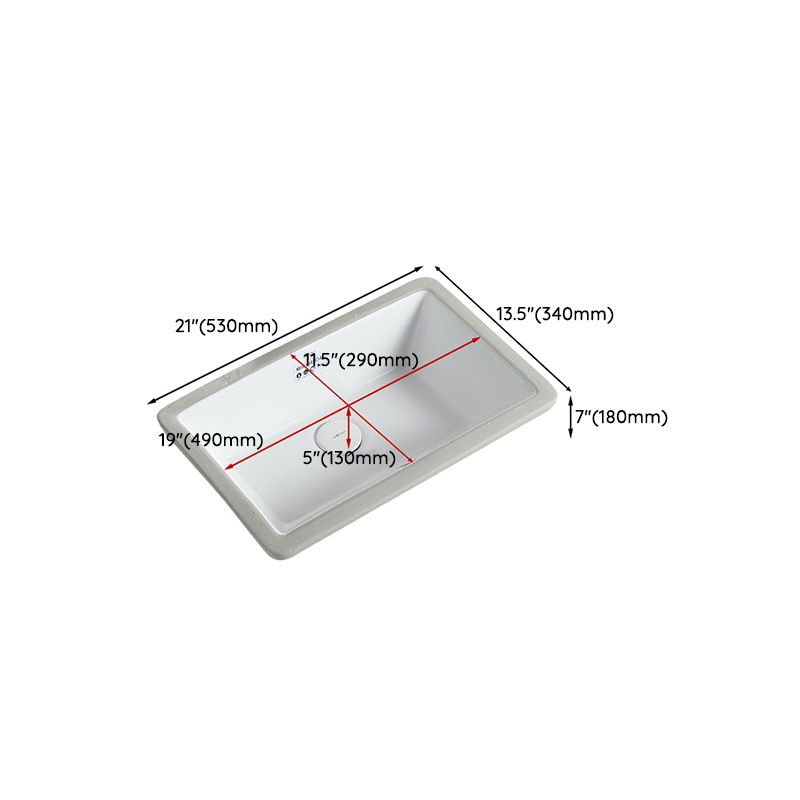 Traditional Undermount Bathroom Sink Porcelain with Overflow and Drain Assembly Basin Sink