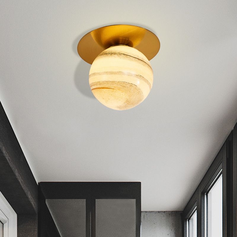 Clear/Light-Brown/Cream Orbit Ceiling Light Modern Glass 1 Light Kitchen Flushmount Ceiling Lamp