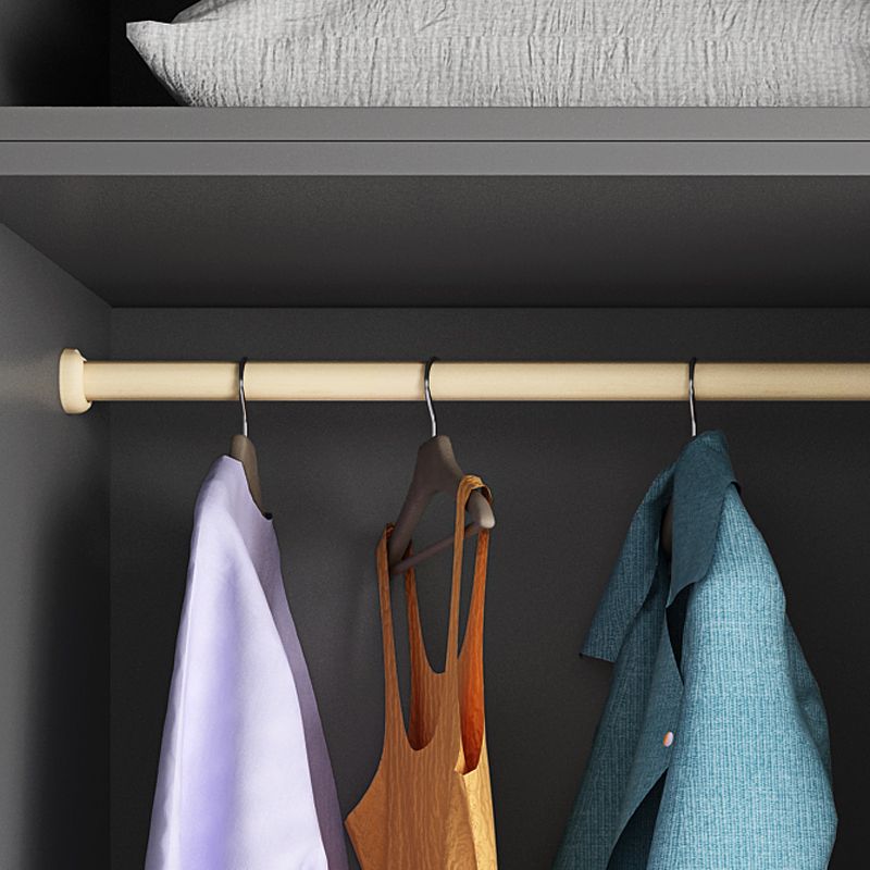 Gray Colour Wardrobe Armoire Wood Bedroom Wardrobe Closet with 1 Drawer