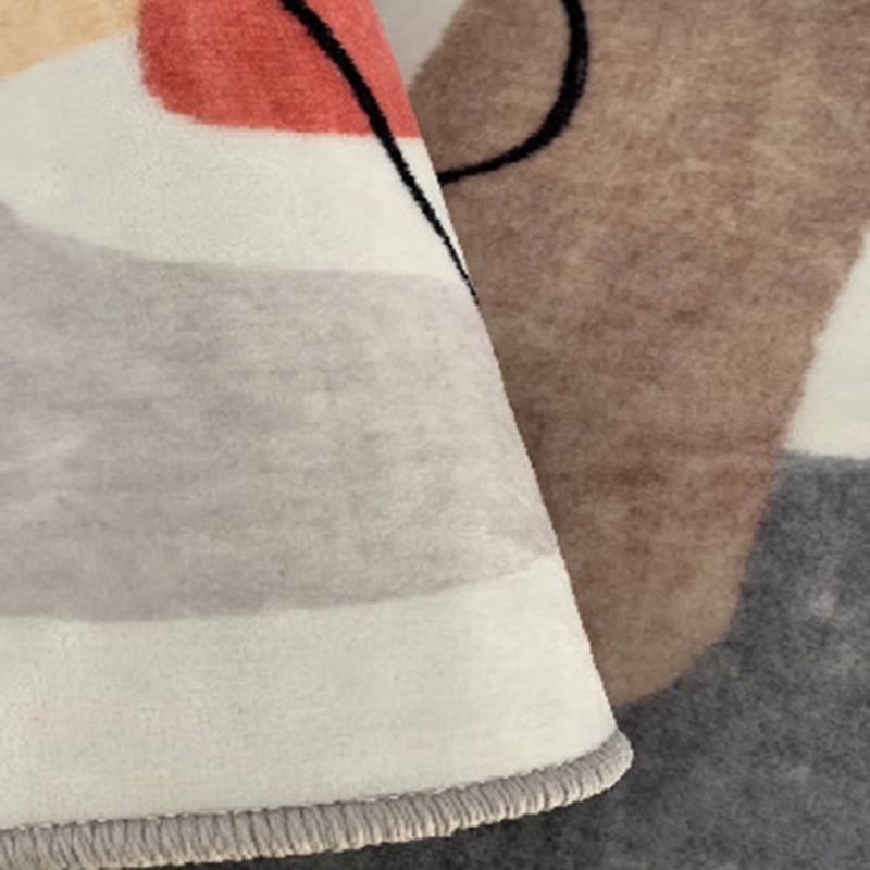 Black Modern Rug Polyester Circle Indoor Rug Non-Slip Backing Rug for Home Decor