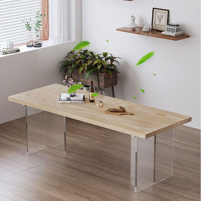 Solid Wood Dining Table Traditional Luxury Dining Table with Double Pedestal Base