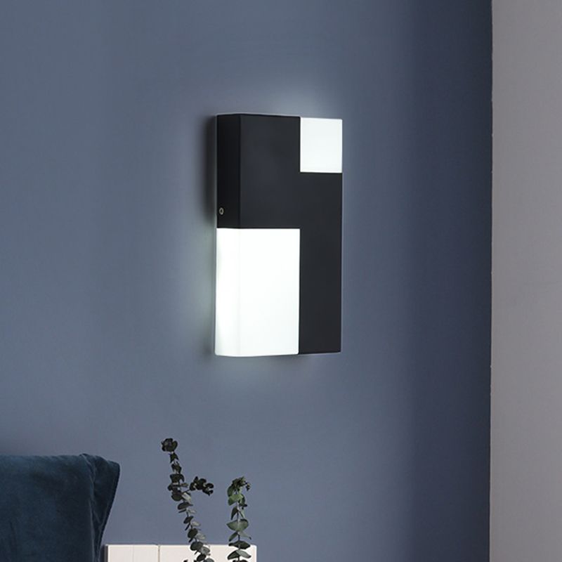 White/Black Rectangular Sconce Light Minimalist LED Acrylic Wall Mounted Lamp for Bedside