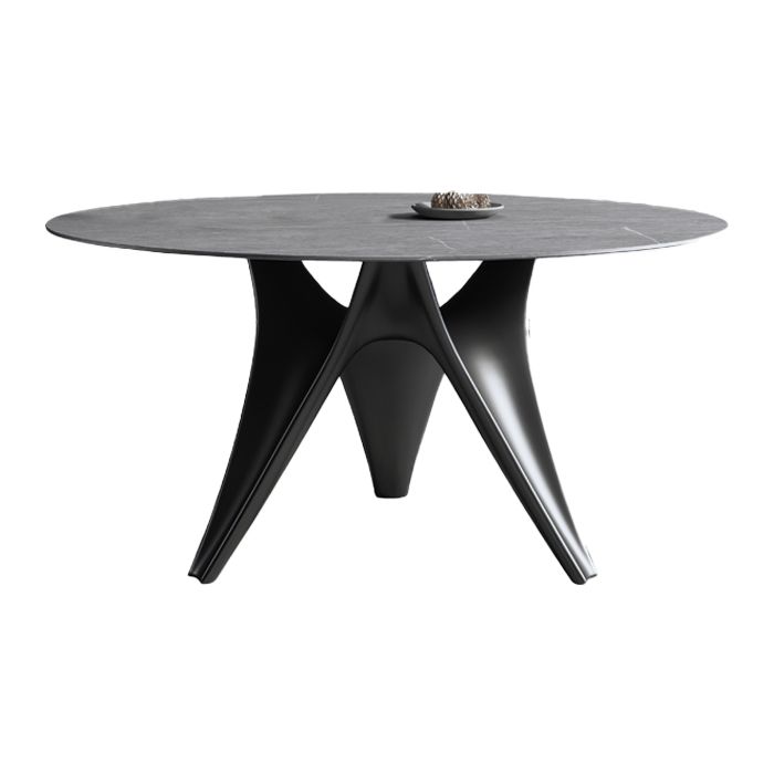 Round Stone Table Modern Style Dining Site Table With Tripod Base