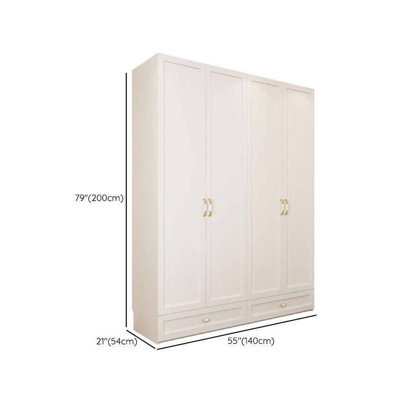 White Hinged Wardrobe Cabinet Engineered Wood Wardrobe Armoire