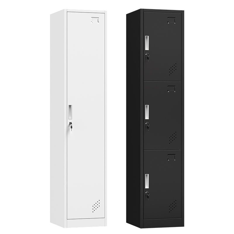 Grey and Black Non-Hanging Armoire Modern Metal Storage Cabinet with Doors