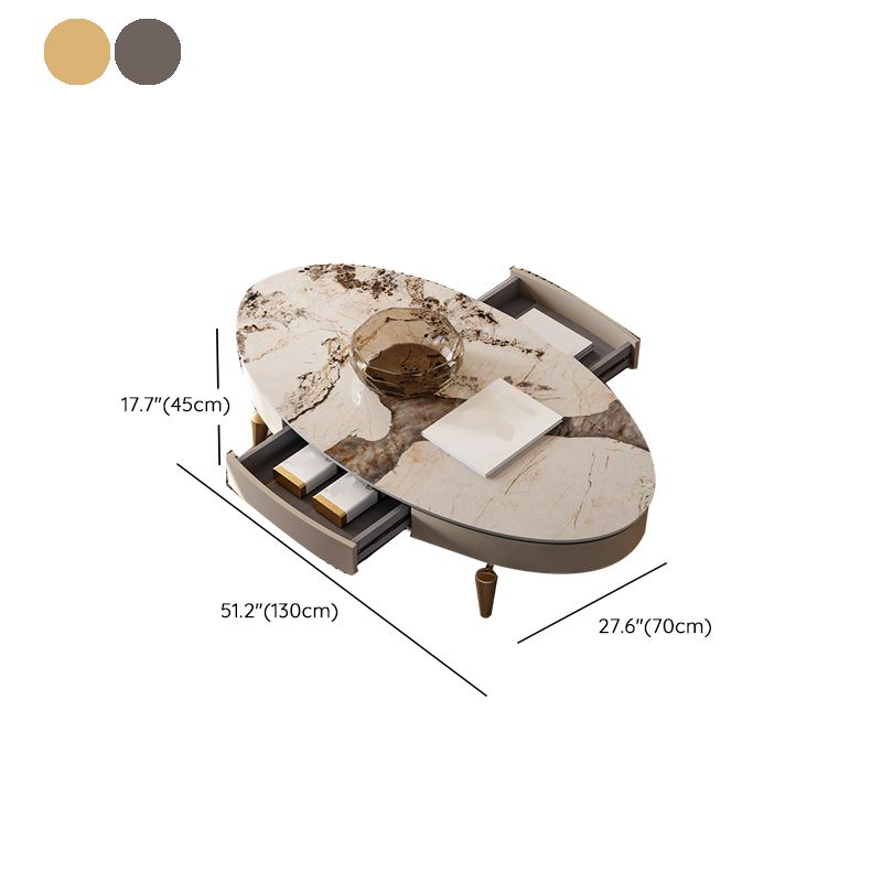 17"H Glam Coffee Table Slate Single Coffee Cocktail Table with Storage