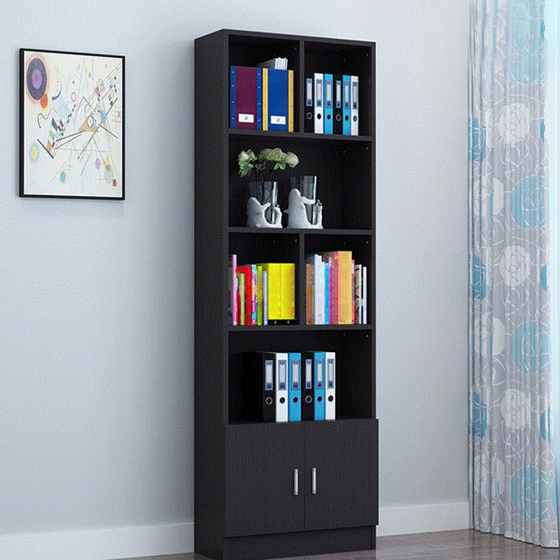 Closed Back Wooden Bookshelf Modern Home Living Room Standard Bookcase with Door