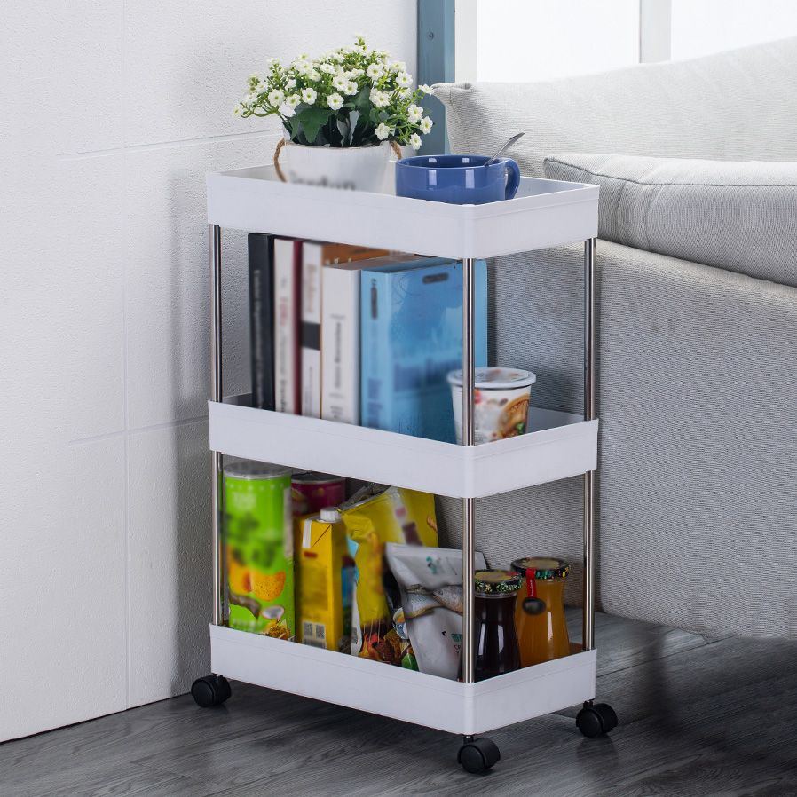 Plastic Bookshelf White Open Shelf Bookcase for Home Study Room Office