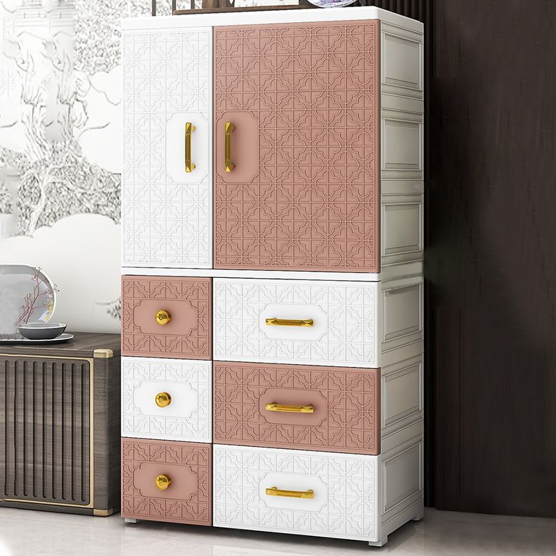 Hinged Wardrobe Armoire with Garment Rod Plastic Wardrobe Closet