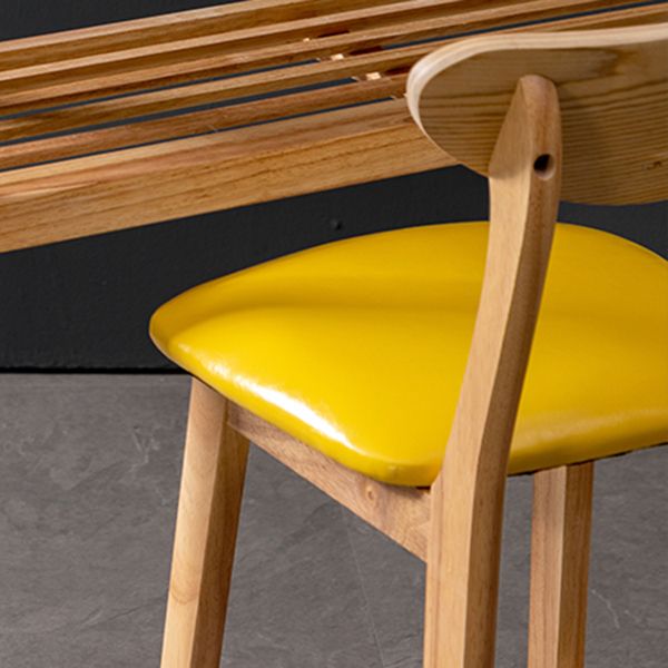 Modern Rubberwood Indoor Bar Stools Natural Finish with Backrest