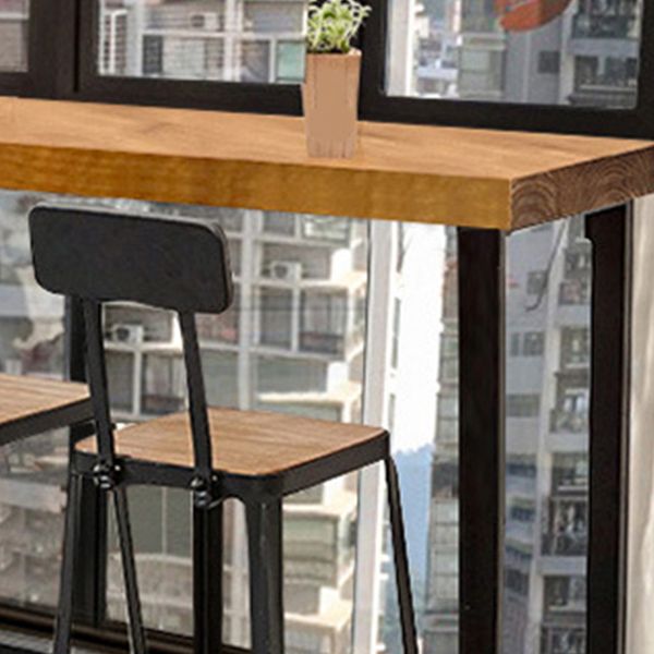 Industrial Rectangle Bar Table Set 1/6 Pieces Solid Wood Fixed Counter Table