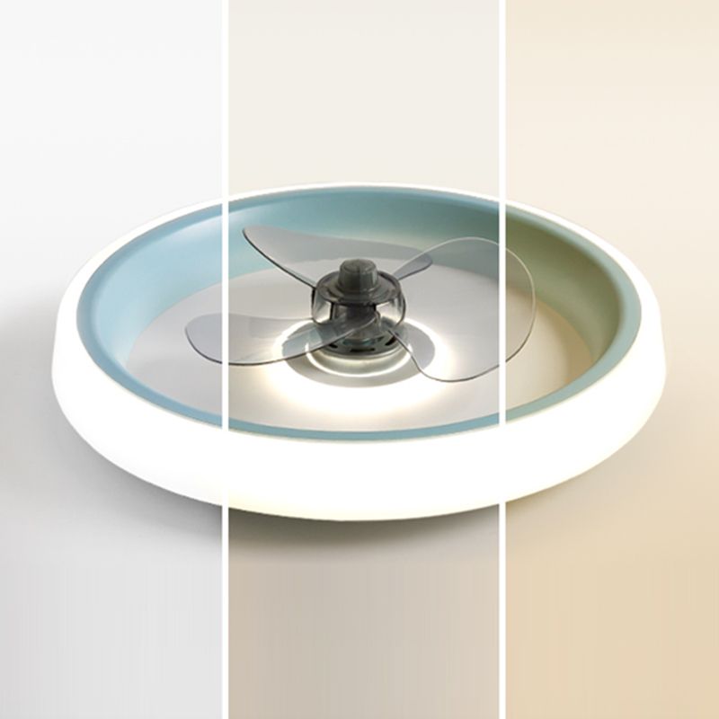 Fernbedienungssteuerungs -LED -Deckenlüfter Macaron Acryl Schlafzimmer Halbflush -Halterung Lampe