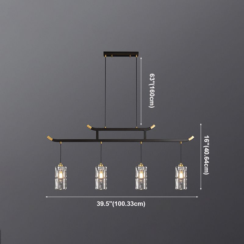 Accesorios de iluminación de la isla de cilindro iluminación de isla de cocina contemporánea con sombra de cristal