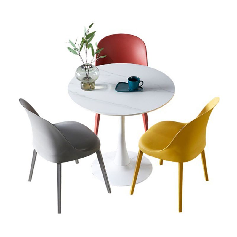 Round Dining Table Stone Top Dining Table in Black and White
