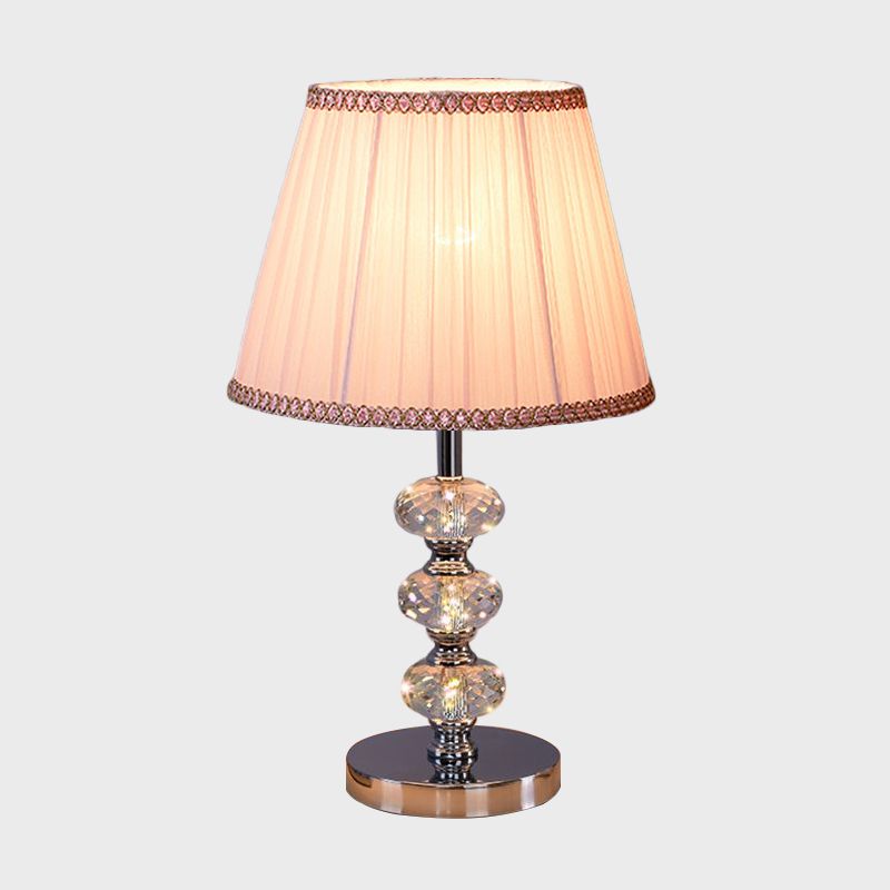 Stof cilindrische schaduw bestudeer licht eigentijdse 1 kop nachtkastje verlichting in zilver/beige/koffie met kristallen lamppost