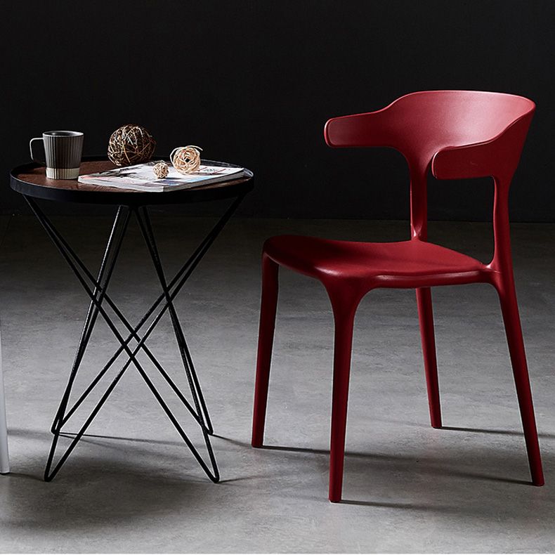 Sillas de comedor de plástico escandinavo, sillones con respaldo abierto para el hogar (juego de 4)