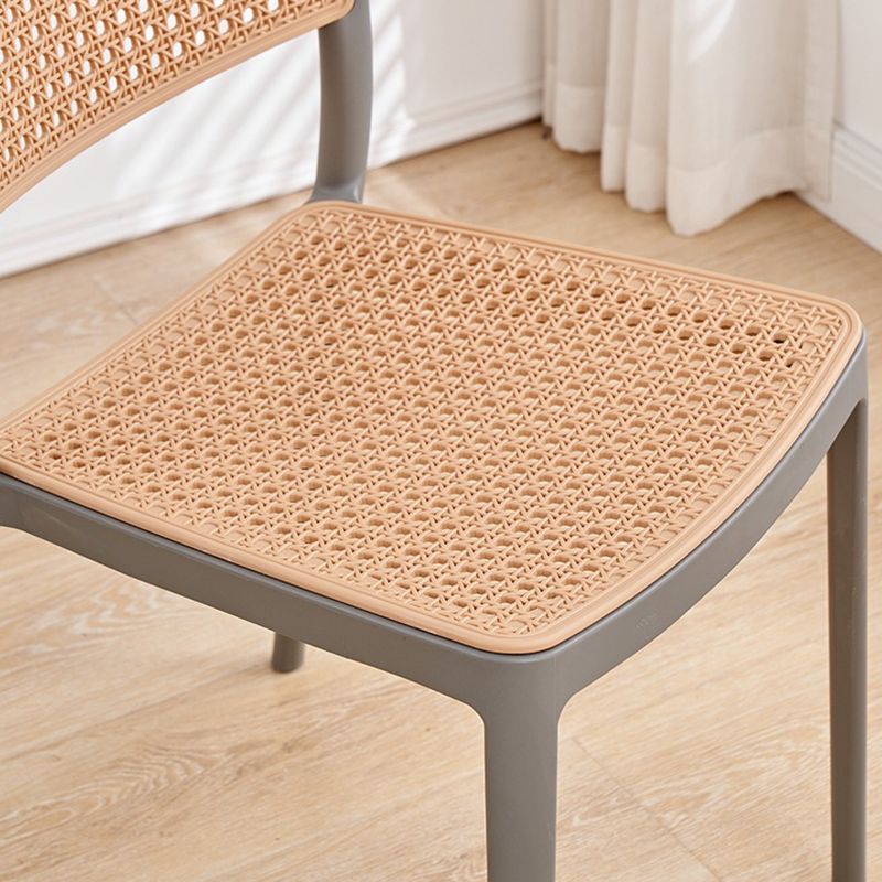 Plastic Patio Dining Side Chair Indoor Armless Open Back Chair