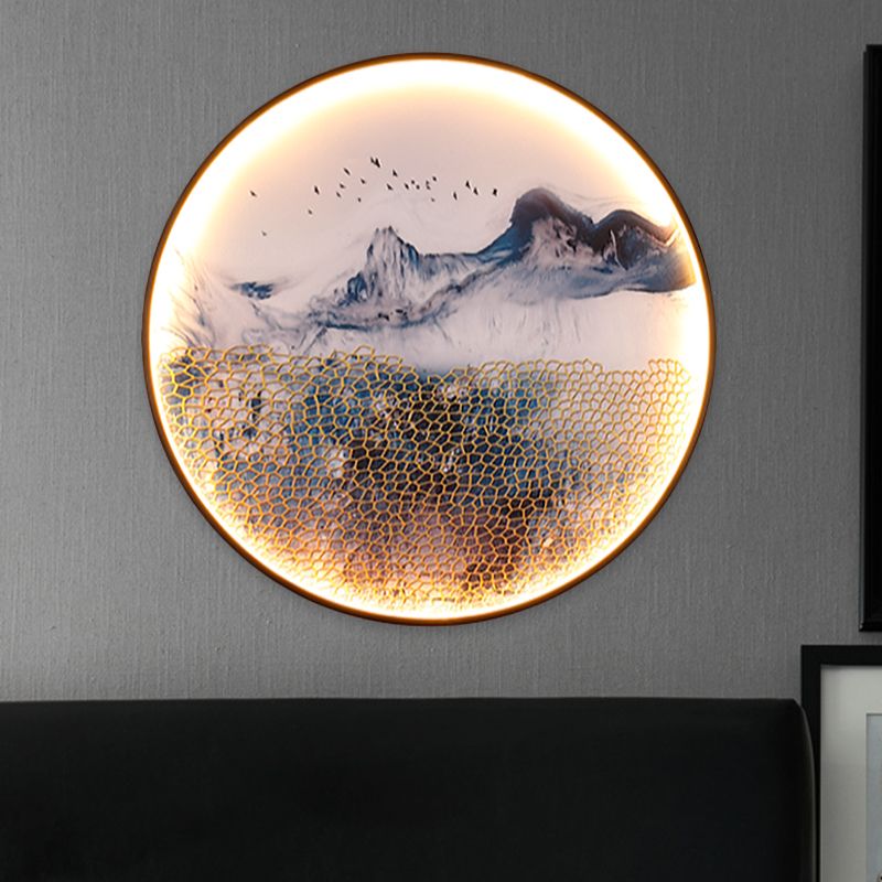 Blue Foggy Mountain Wall Mural Light Asia Aluminum LED Wall Mounted Lighting for Living Room Decoration