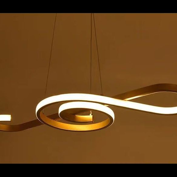 Ultra-modern Musical Note Hanging Chandelier Aluminum Suspension Lighting with Hanging Cord for Living Room