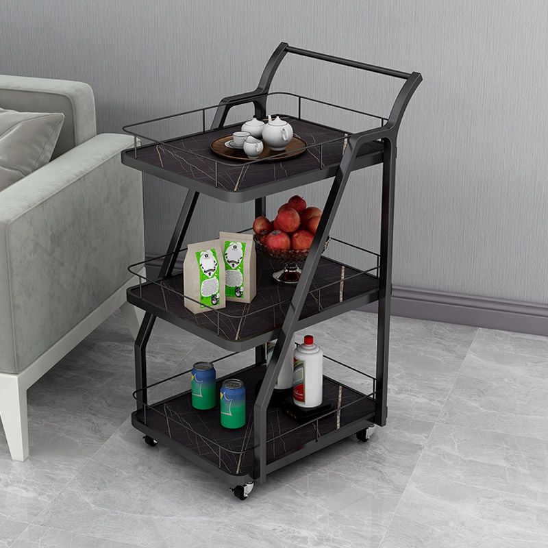 Open Storage Modern Prep Table Home Dining Rolling Prep Table