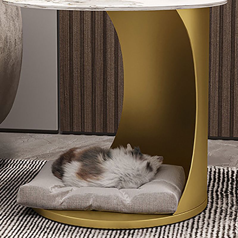 Contemporary Round Double Tier End Table Slate Top Side End Table