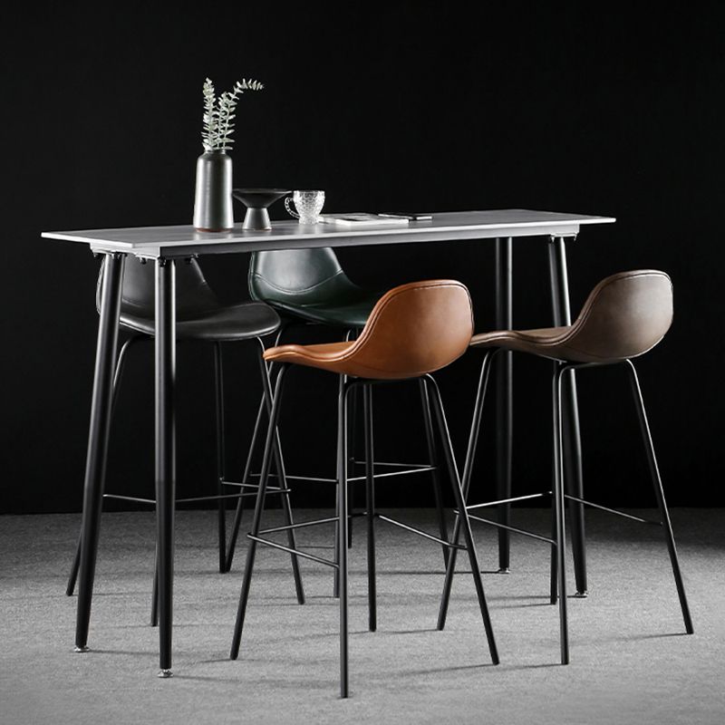 Industrial Style Bar Table Stone Rectangle Pub Table in Gray