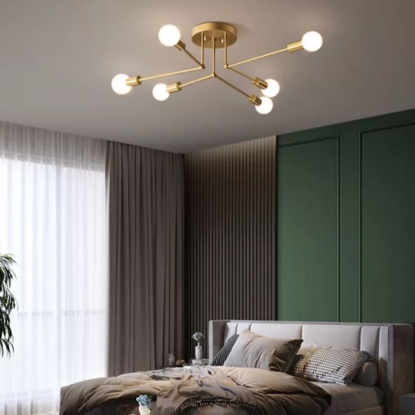 Zeitgenössische Sputnik Semi Flush Mount Glas Wohnzimmer Deckenmontage Leuchte Leuchte