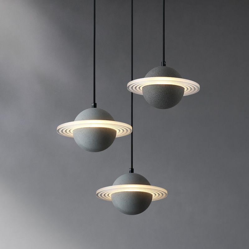 Stone Integrated LED Hanging Lamp Kit Minimalist Style Pendant Spherical in 1 Light