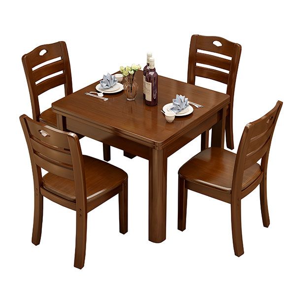 Mesa de comedor industrial cuadrado Mesa fija de madera con madera de goma sólida