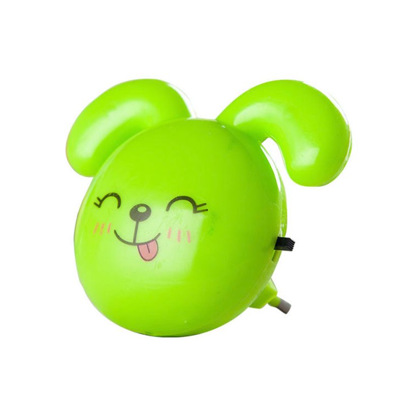 Doggy Mini enchufe en la luz nocturna Cartoon plástico para niños Lámpara de pared Led en verde