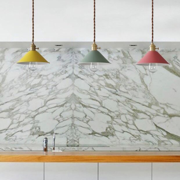 7.8 "brede Noordse stijl Macaroon Hanglight metalen kegel schaduw enkele lampverlichtingshanger met messing roterende schakelaar