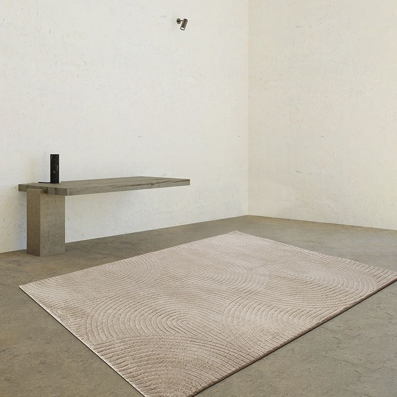 Khaki Pure Color Carpet Polyester Contemporary Area Rug Washable Rug for Living Room