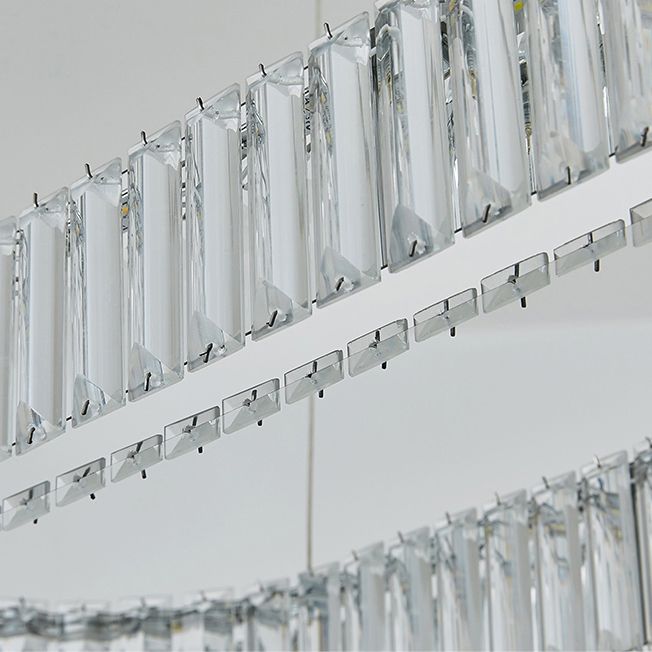 Contemporary Island Light Oval-Shaped Crystal Island Pendant Lights for Kitchen