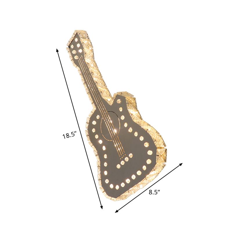 Guitar Bedchamber Wall Lamp Modern Clear K9 Crystal Blocks LED Gray Surface Wall Sconce
