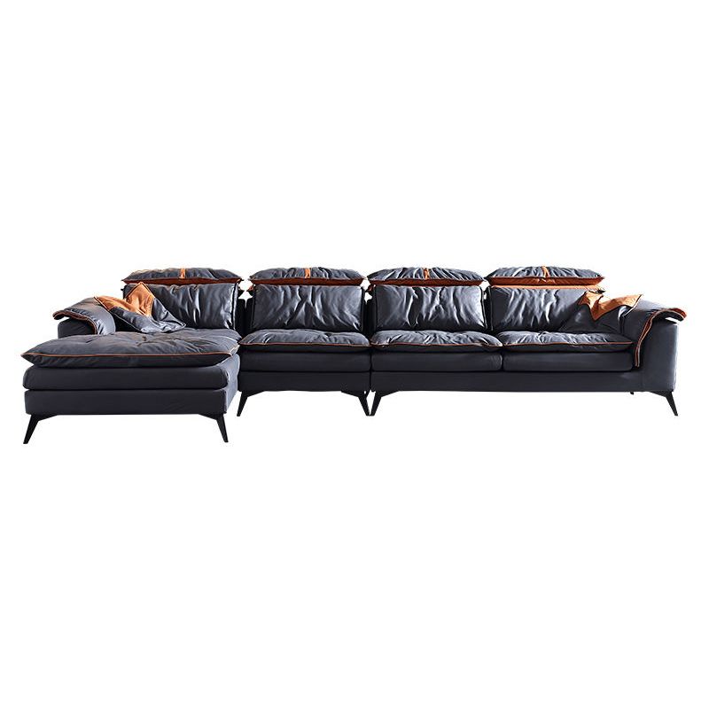 Grey Modern Tufted Sofa & Chaise Stain Resistant Sectional  41.33" H