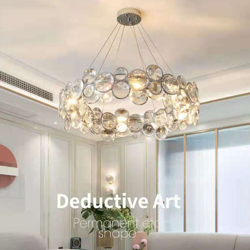 Modern Style Hanging Lights Round Crystal LED Chandelier for Living Room