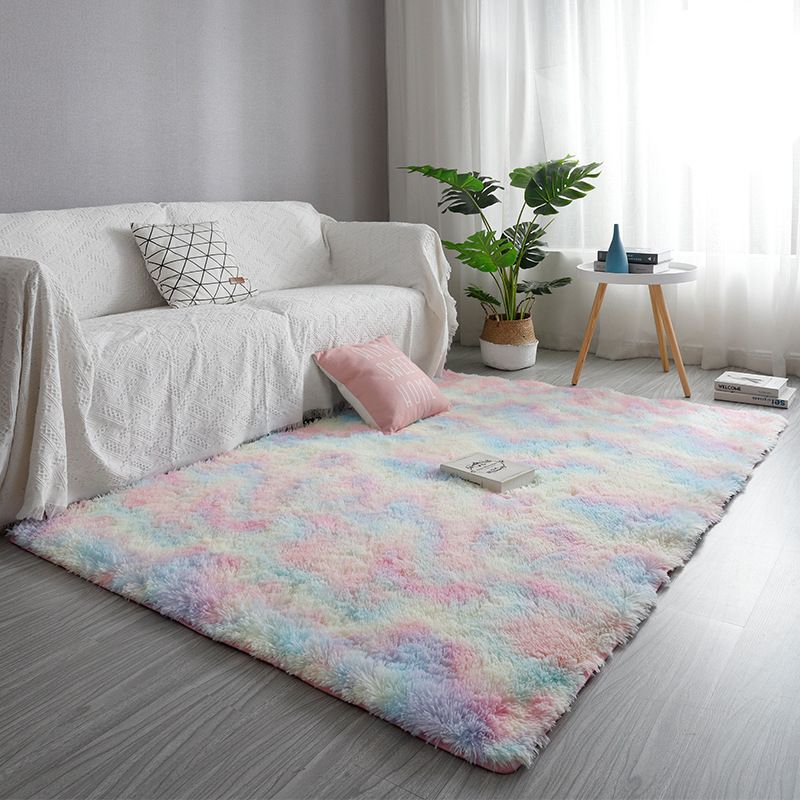 Creative Tie Dye Shag Area Rug Polyester Indoor Carpet Non-Slip Backing Rug for Home Decoration
