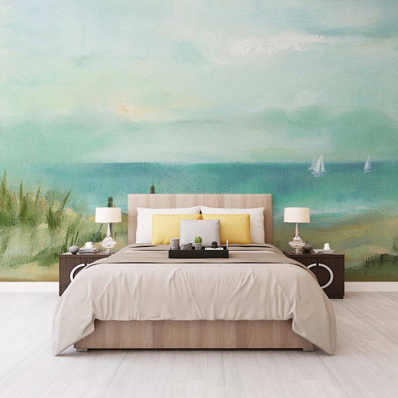 Cool Wall Murals for Guest Room, Pastel Color Beach and Sea, Customized Size Available